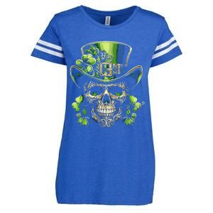 Sugar Skull St Patrick Day Of The Dead Lucky Shamrock Enza Ladies Jersey Football T-Shirt