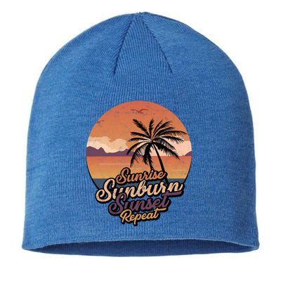 Sunrise Sunburn Sunset Repeat Summer Paradise Vacation Gift Sustainable Beanie