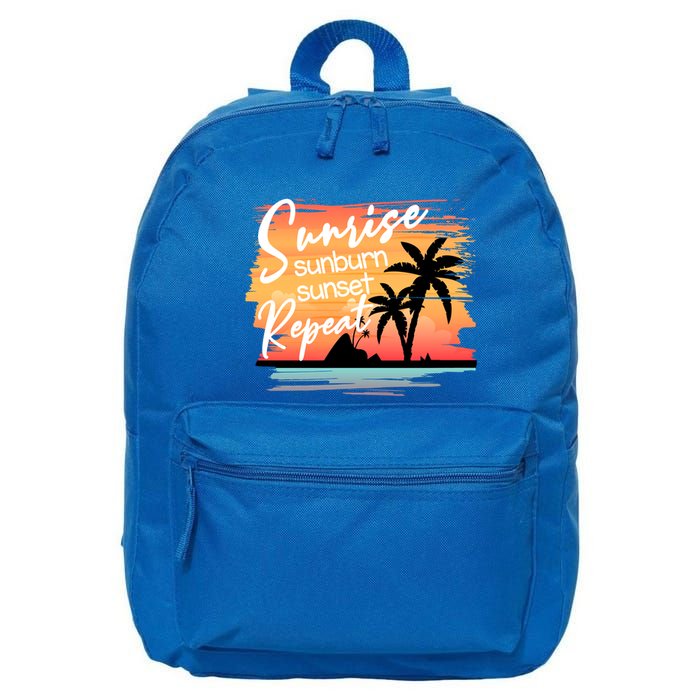 Sunrise Sunburn Sunset Repeat Beach Saying Cool Gift 16 in Basic Backpack