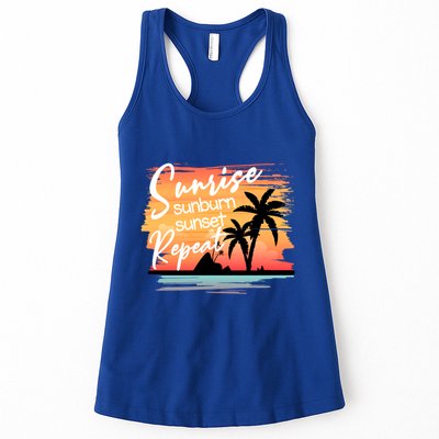 Sunrise Sunburn Sunset Repeat Beach Saying Cool Gift Womens Tank Top