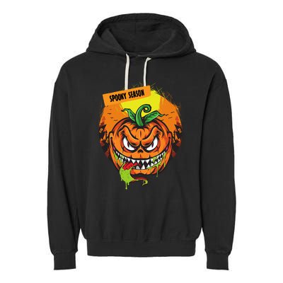 Spooky Season Scary Halloween Pumpkin Garment-Dyed Fleece Hoodie