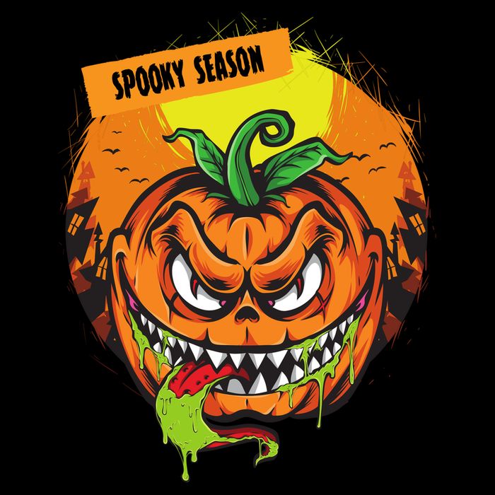 Spooky Season Scary Halloween Pumpkin Flatbill Hat