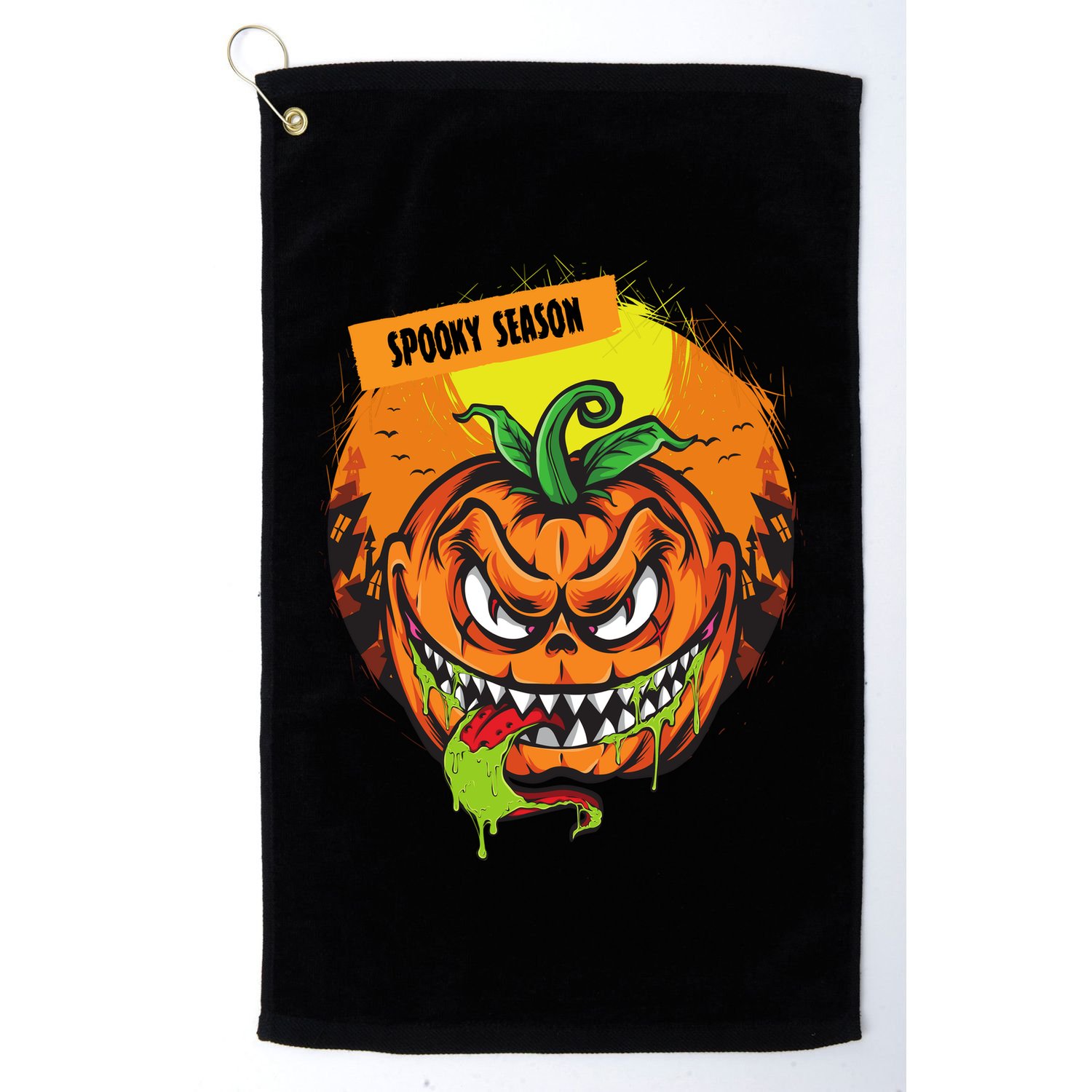 Spooky Season Scary Halloween Pumpkin Golf Towel