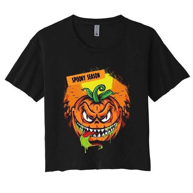 Spooky Season Scary Halloween Pumpkin Crop Top