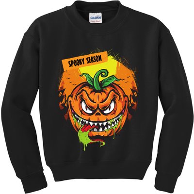 Spooky Season Scary Halloween Pumpkin Kids Sweatshirt