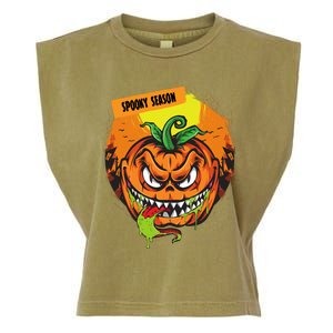 Spooky Season Scary Halloween Pumpkin Garment-Dyed Women's Muscle Tee