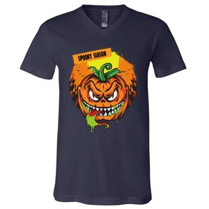 Spooky Season Scary Halloween Pumpkin V-Neck T-Shirt