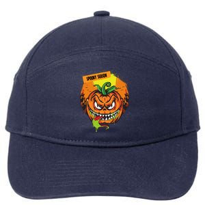 Spooky Season Scary Halloween Pumpkin 7-Panel Snapback Hat