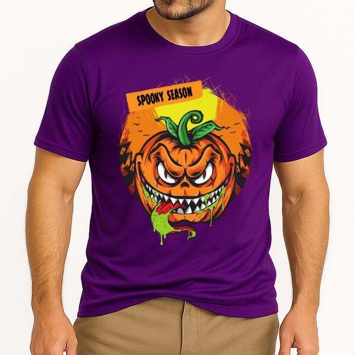 Spooky Season Scary Halloween Pumpkin Cooling Performance Crew T-Shirt