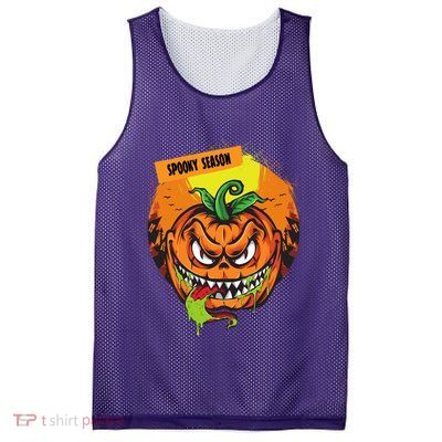 Spooky Season Scary Halloween Pumpkin Mesh Reversible Basketball Jersey Tank