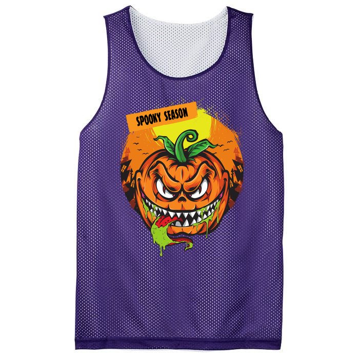 Spooky Season Scary Halloween Pumpkin Mesh Reversible Basketball Jersey Tank