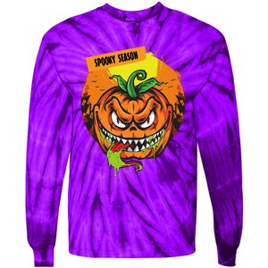 Spooky Season Scary Halloween Pumpkin Tie-Dye Long Sleeve Shirt