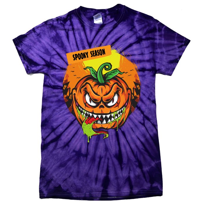 Spooky Season Scary Halloween Pumpkin Tie-Dye T-Shirt