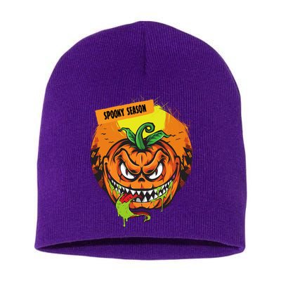 Spooky Season Scary Halloween Pumpkin Short Acrylic Beanie