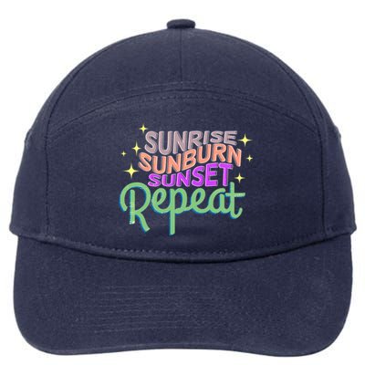 Sunrise Sunburn Sunset Repeat Beach Summer Gift 7-Panel Snapback Hat