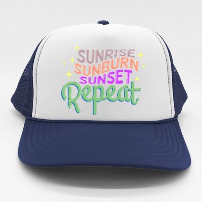 Sunrise Sunburn Sunset Repeat Beach Summer Gift Trucker Hat