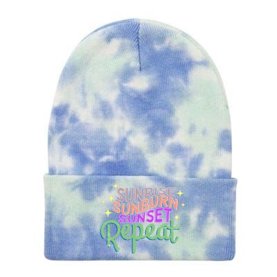 Sunrise Sunburn Sunset Repeat Beach Summer Gift Tie Dye 12in Knit Beanie