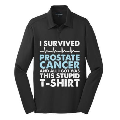 Sarcasm Surgery Survivor Prostate Cancer Awareness Silk Touch Performance Long Sleeve Polo