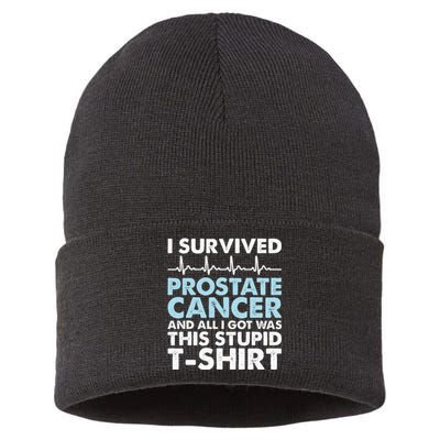 Sarcasm Surgery Survivor Prostate Cancer Awareness Sustainable Knit Beanie