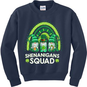 Shenanigans Squad St Patricks Day Gnomes Rainbow Leopard Kids Sweatshirt