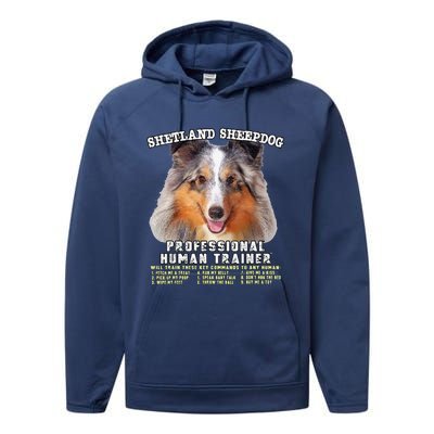 Shetland Sheepdog Sheltie Merle Professional Human Trainer Cute Dog Performance Fleece Hoodie