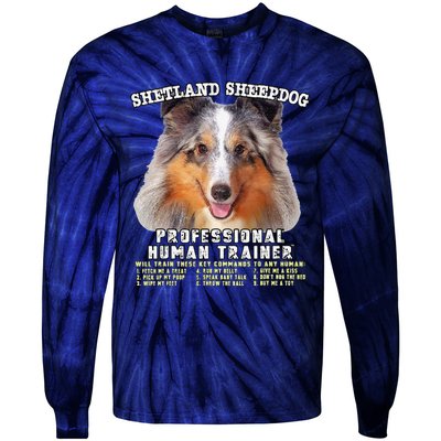 Shetland Sheepdog Sheltie Merle Professional Human Trainer Cute Dog Tie-Dye Long Sleeve Shirt