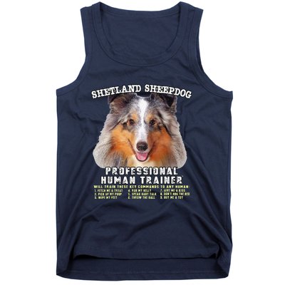 Shetland Sheepdog Sheltie Merle Professional Human Trainer Cute Dog Tank Top