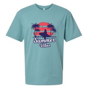 Surfing Sunset Summer Vibes Palm Beach Gift Sueded Cloud Jersey T-Shirt