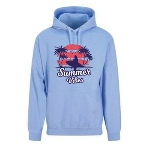 Surfing Sunset Summer Vibes Palm Beach Gift Unisex Surf Hoodie