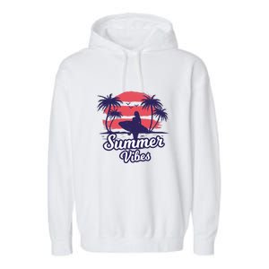 Surfing Sunset Summer Vibes Palm Beach Gift Garment-Dyed Fleece Hoodie