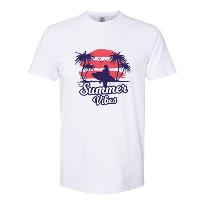 Surfing Sunset Summer Vibes Palm Beach Gift Softstyle CVC T-Shirt