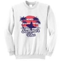 Surfing Sunset Summer Vibes Palm Beach Gift Sweatshirt