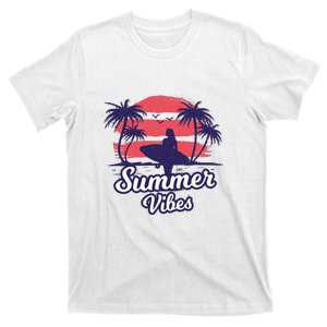 Surfing Sunset Summer Vibes Palm Beach Gift T-Shirt