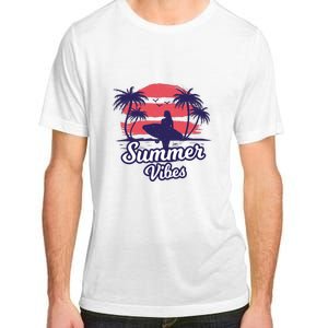 Surfing Sunset Summer Vibes Palm Beach Gift Adult ChromaSoft Performance T-Shirt