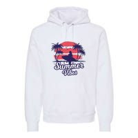 Surfing Sunset Summer Vibes Palm Beach Gift Premium Hoodie