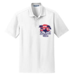 Surfing Sunset Summer Vibes Palm Beach Gift Dry Zone Grid Polo