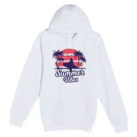 Surfing Sunset Summer Vibes Palm Beach Gift Premium Pullover Hoodie