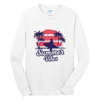 Surfing Sunset Summer Vibes Palm Beach Gift Tall Long Sleeve T-Shirt