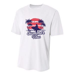 Surfing Sunset Summer Vibes Palm Beach Gift Performance Sprint T-Shirt