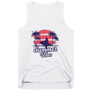 Surfing Sunset Summer Vibes Palm Beach Gift Tank Top