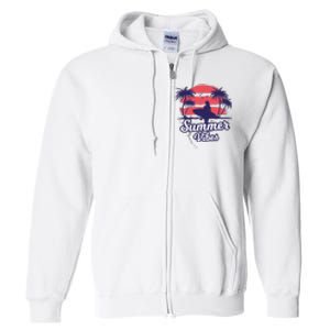 Surfing Sunset Summer Vibes Palm Beach Gift Full Zip Hoodie