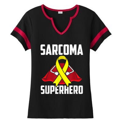 Sarcoma Superhero Survivor Warrior Chemo Fighter Ladies Halftime Notch Neck Tee