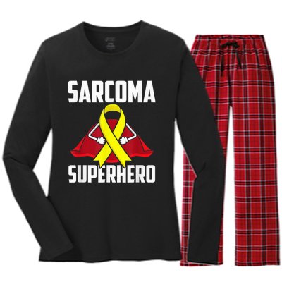 Sarcoma Superhero Survivor Warrior Chemo Fighter Women's Long Sleeve Flannel Pajama Set 