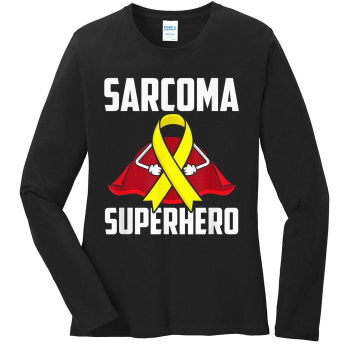 Sarcoma Superhero Survivor Warrior Chemo Fighter Ladies Long Sleeve Shirt