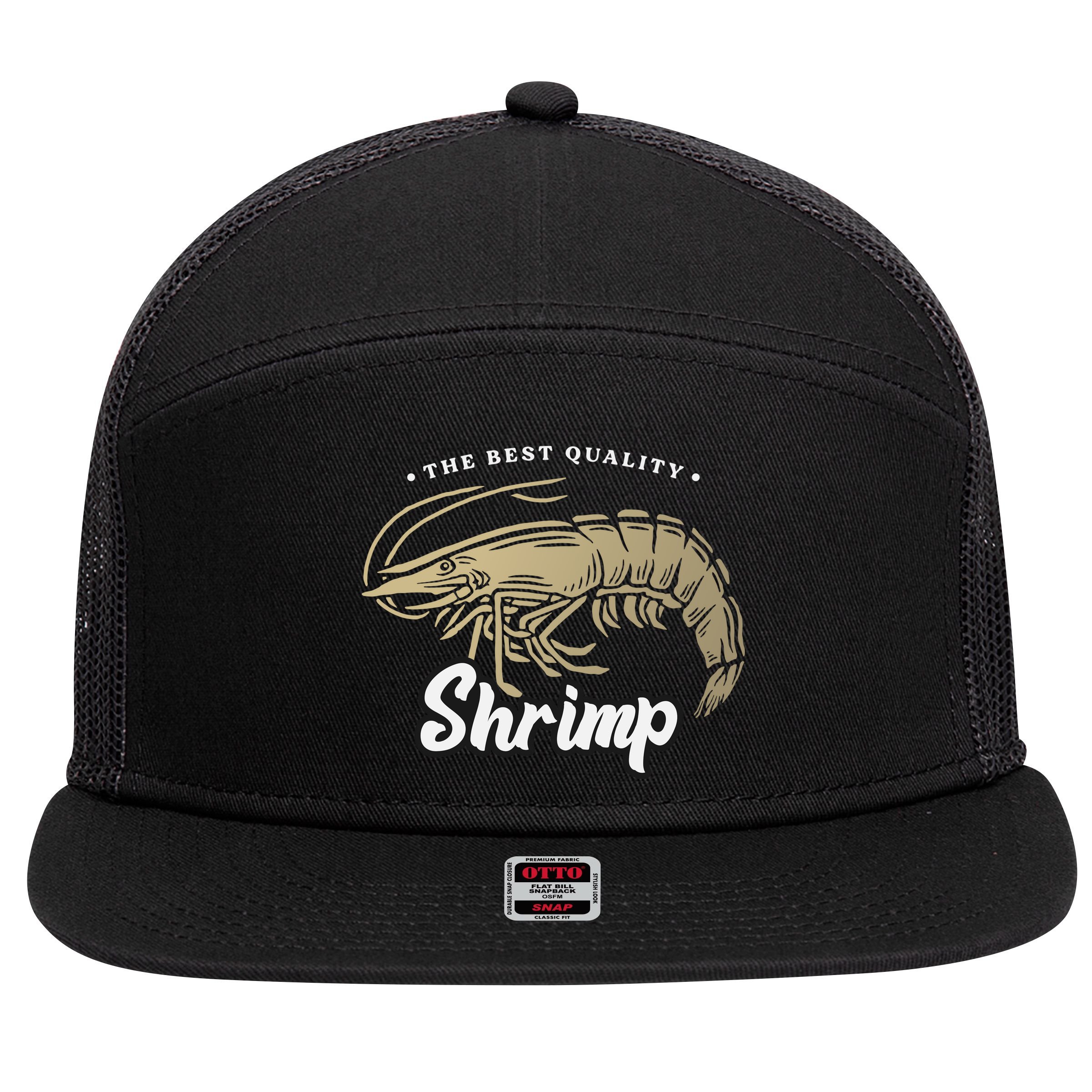 Shrimp Seafood 7 Panel Mesh Trucker Snapback Hat
