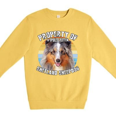 Shetland Sheepdog Sheltie Merle Property Of Retro Cute Dog Premium Crewneck Sweatshirt