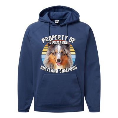 Shetland Sheepdog Sheltie Merle Property Of Retro Cute Dog Performance Fleece Hoodie