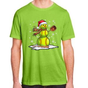 Softball Snowman Softball Player Santa Hat Christmas Funny Adult ChromaSoft Performance T-Shirt