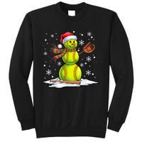 Softball Snowman Softball Player Santa Hat Christmas Funny Sweatshirt