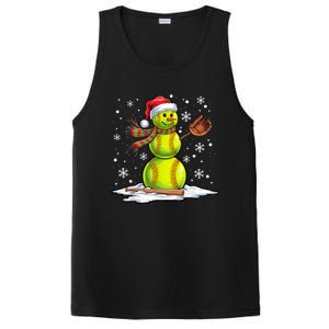 Softball Snowman Softball Player Santa Hat Christmas Funny PosiCharge Competitor Tank